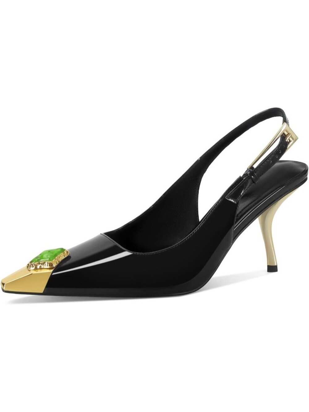 Women's Black Foam Fabric Pointed Closed Toe Fashion Wedding Sandal Heels